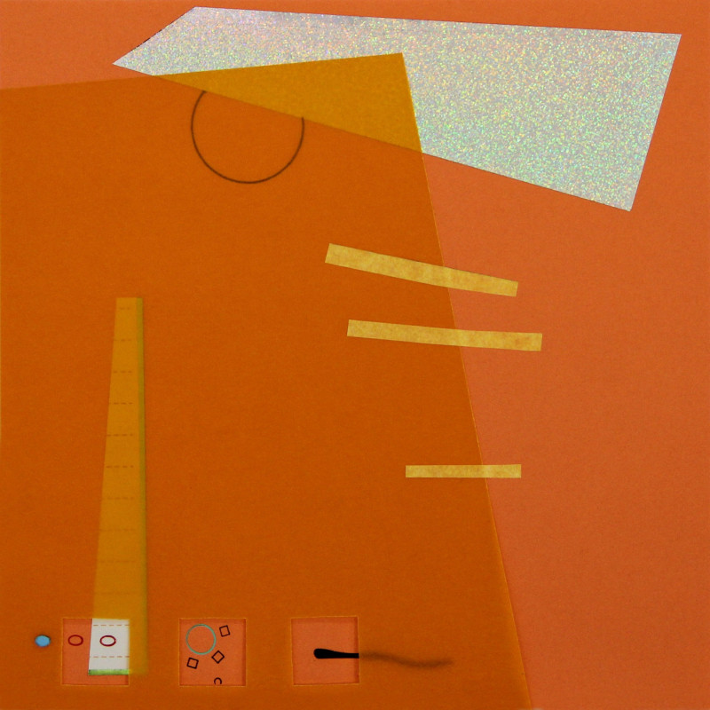 Collage, papel, pegatina y marcador permanente. 20 x 20 cm. 2024