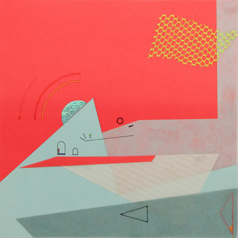 Collage, papel, pegatina y marcador permanente. 20 x 20 cm. 2024