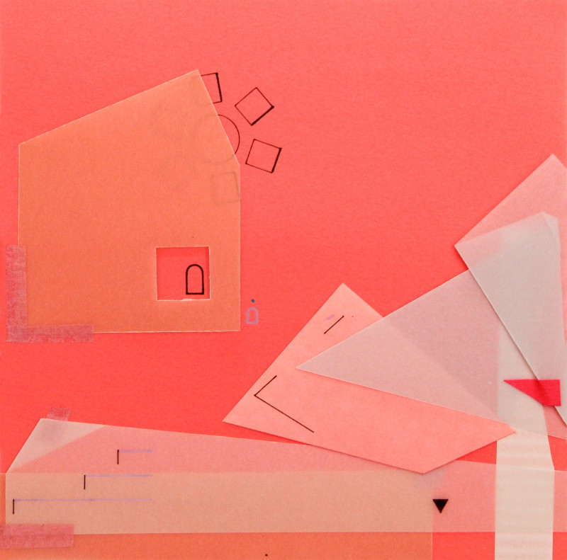 Collage, papel, pegatina y marcador permanente. 20 x 20 cm. 2024