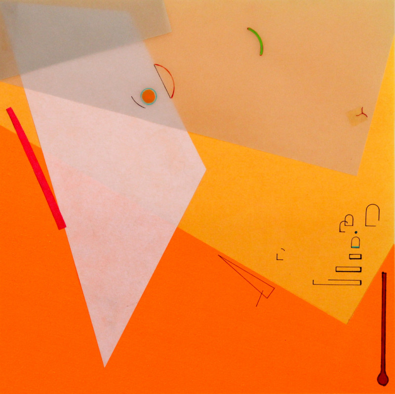 Collage, papel, pegatina y marcador permanente. 20 x 20 cm. 2024