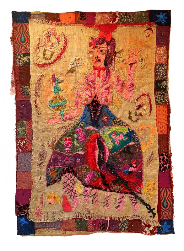 Bordado sobre arpillera. 160 x 100 cm. 2023